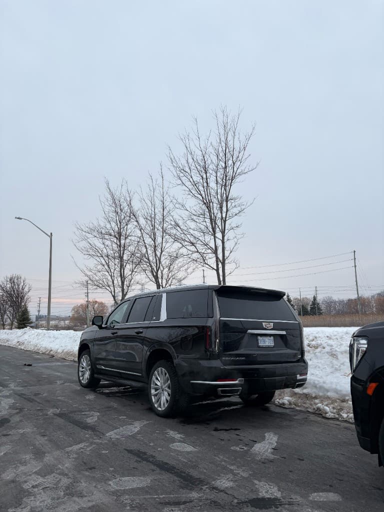 Cadillac Escalade winter exterior — Pearson Limo Toronto fleet