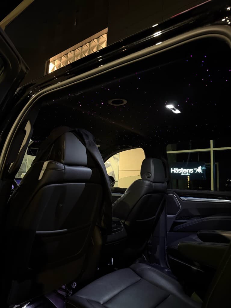 Starlight headliner inside Pearson Limo black truck Toronto